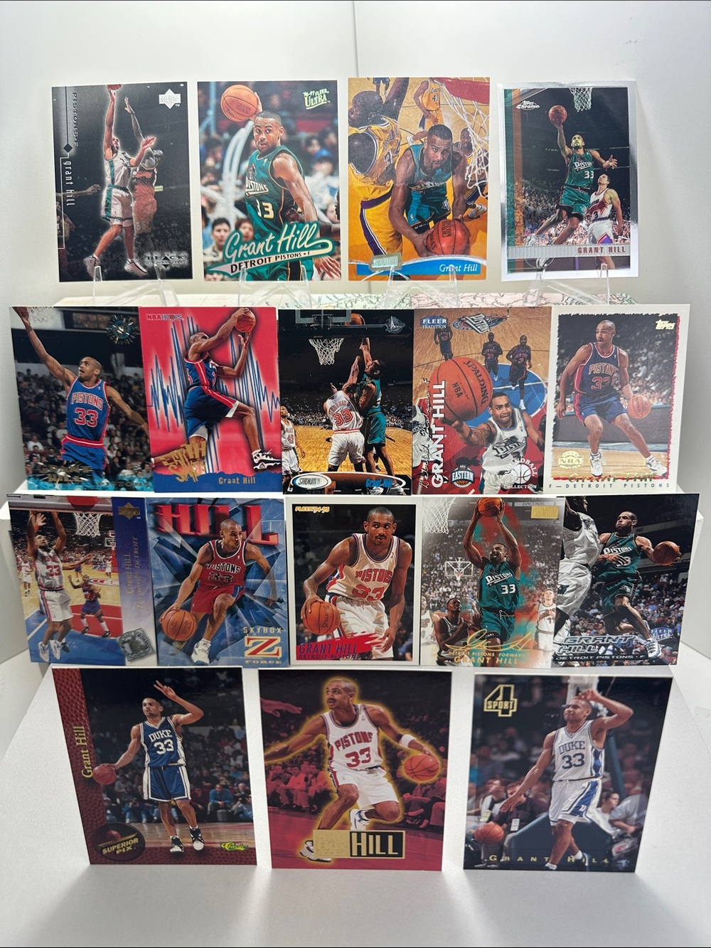 Grant Hill Vintage lot of 17 w 5 Rookie cards (Duke, Pistons)